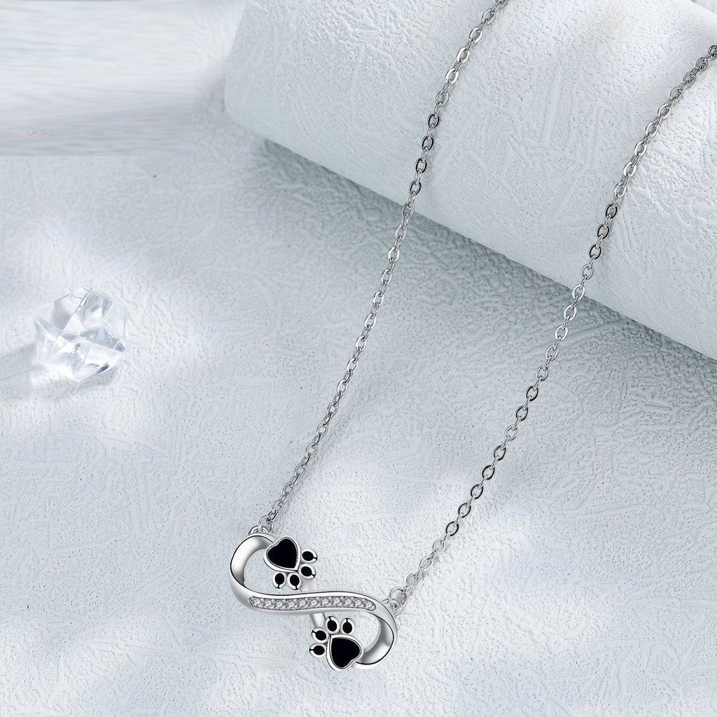 Infinity Paw Print Necklace with Zirconia VIP