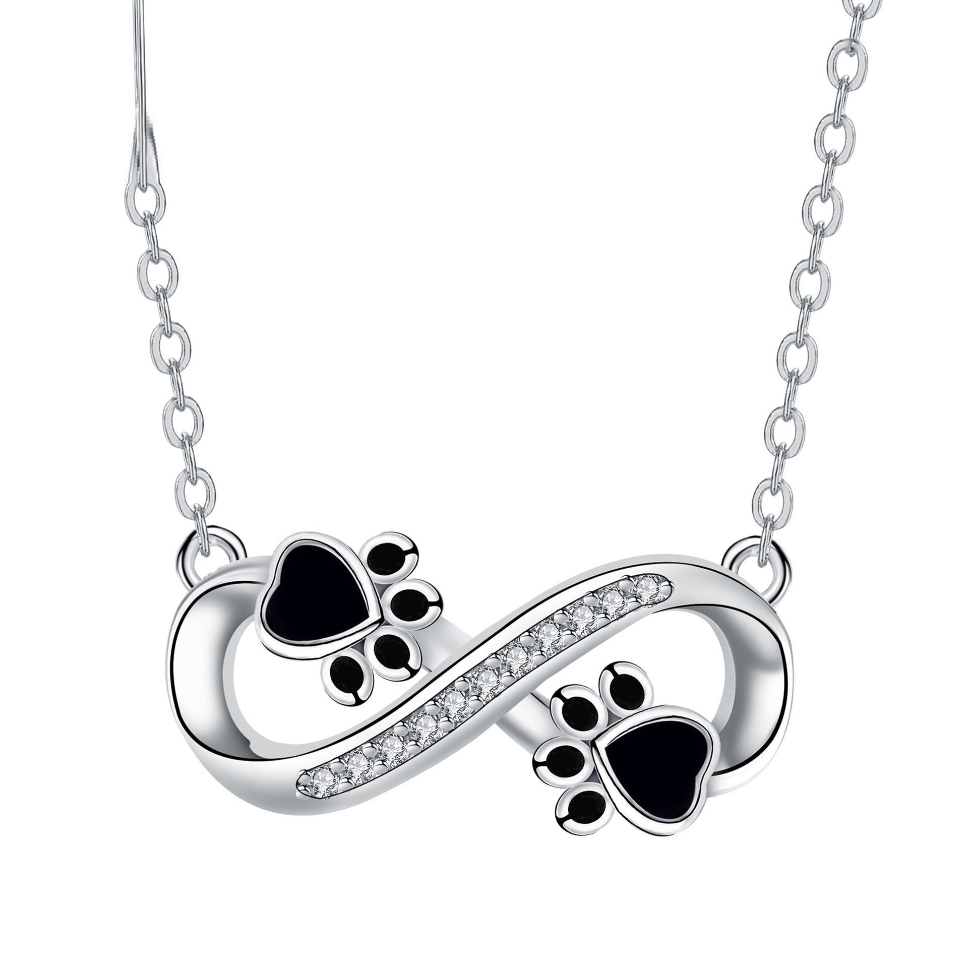 Infinity Paw Print Necklace with Zirconia VIP
