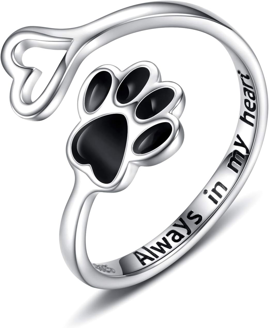 Handcrafted Paw & Heart Ring – Adjustable 925 Sterling Silver VIP