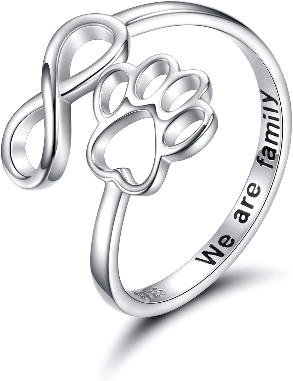 Handcrafted Paw & Heart Ring – Adjustable 925 Sterling Silver VIP