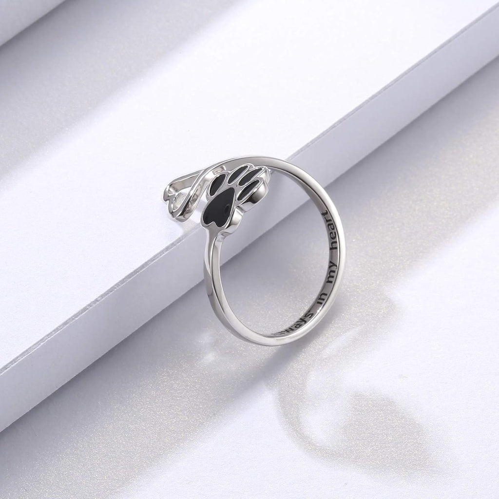 Handcrafted Paw & Heart Ring – Adjustable 925 Sterling Silver VIP