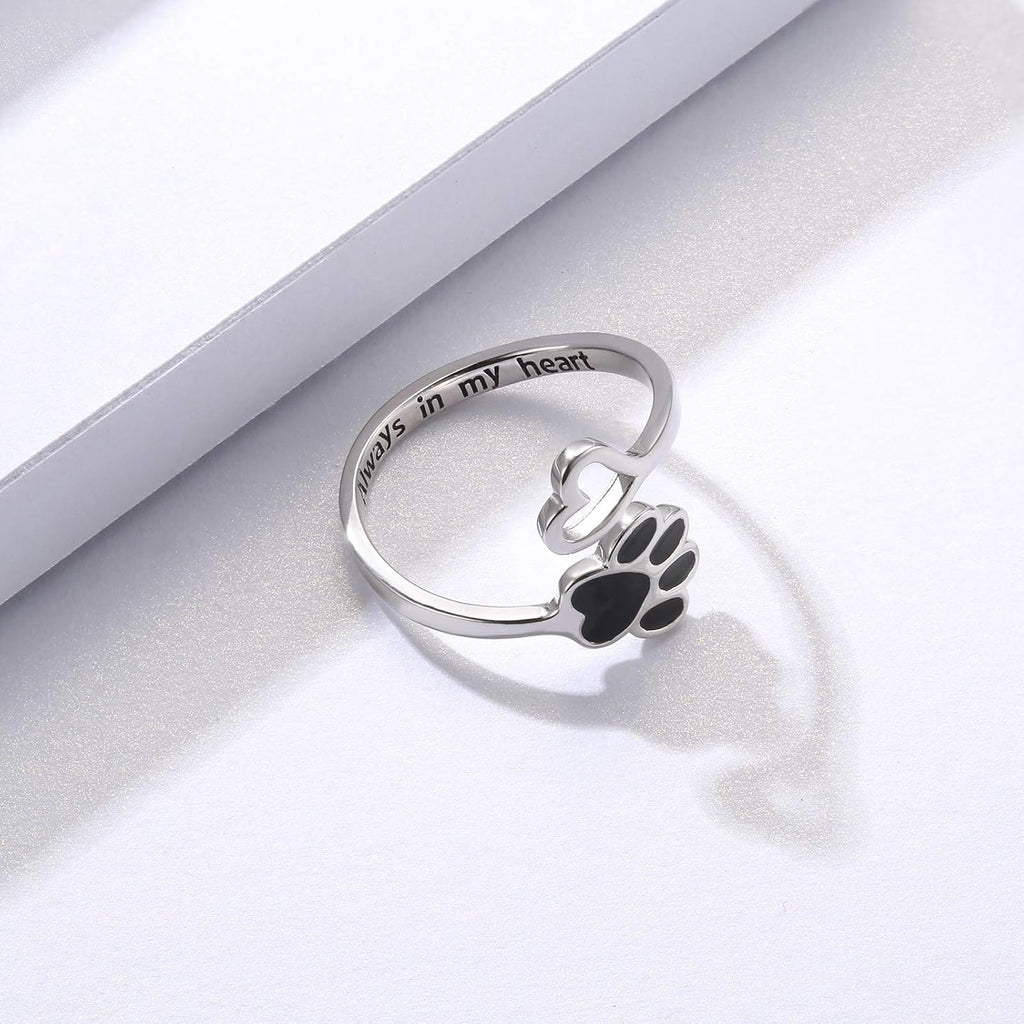 Handcrafted Paw & Heart Ring – Adjustable 925 Sterling Silver VIP