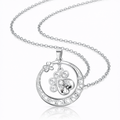 Cute Paw Print Necklace in 925 Sterling Silver with Cubic Zirconia