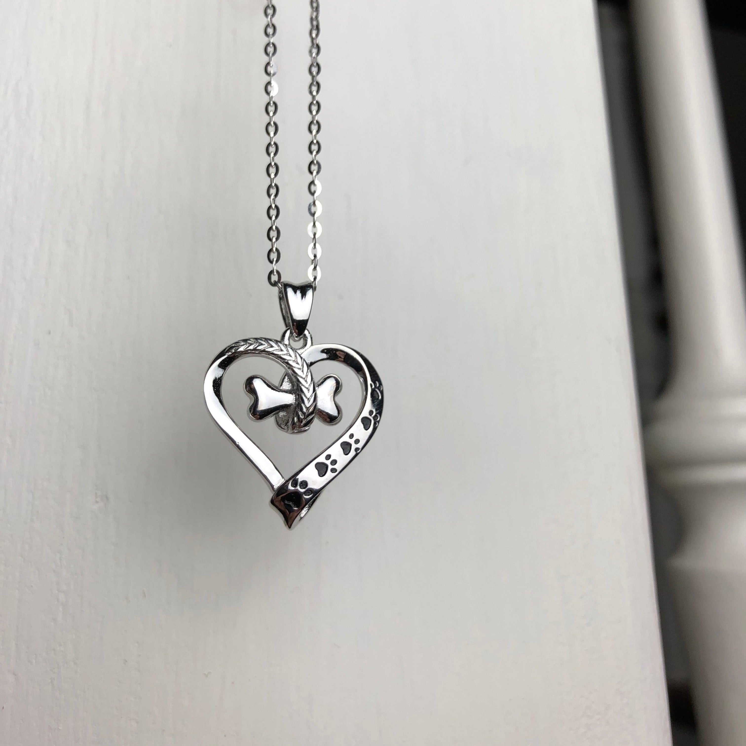 Dog Paw and Heart Necklace in Stainless Steel VIP