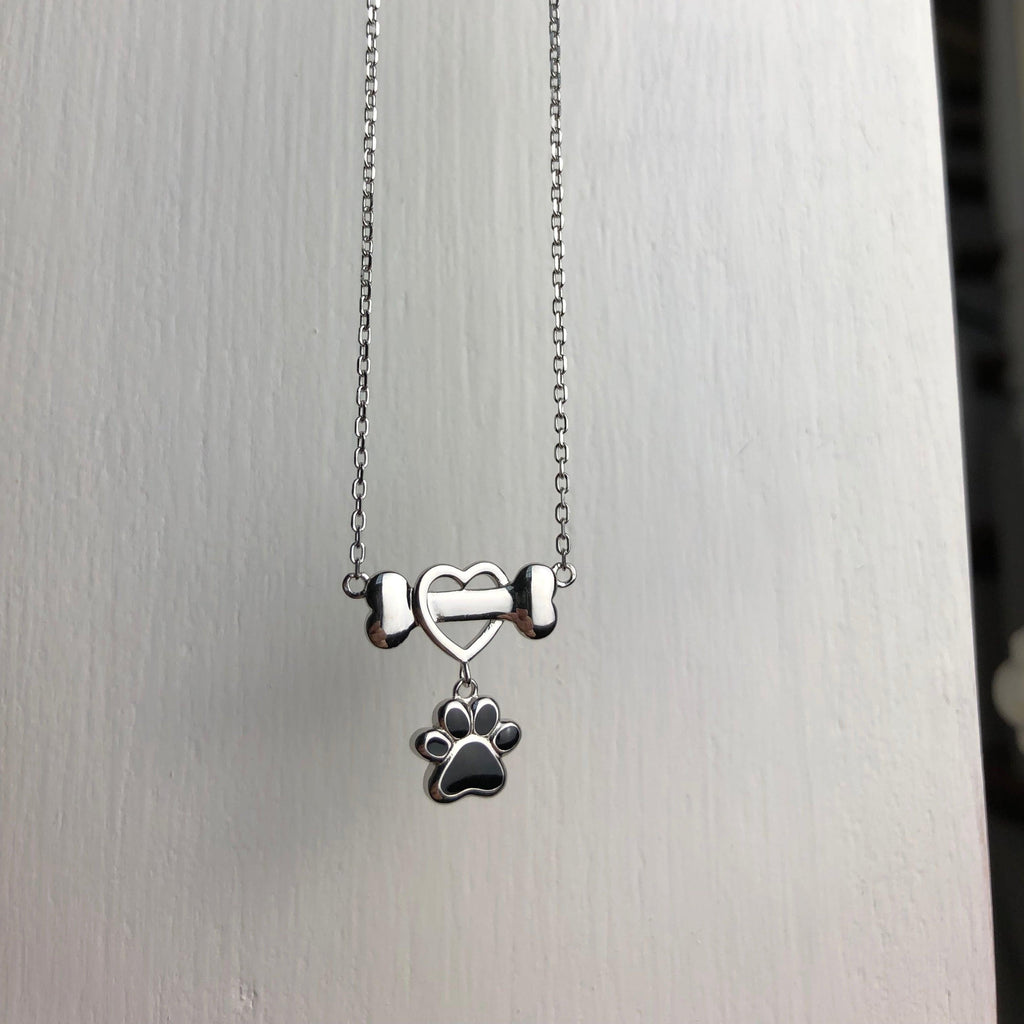 Dainty Dog Paw Necklace in Stainless Steel
