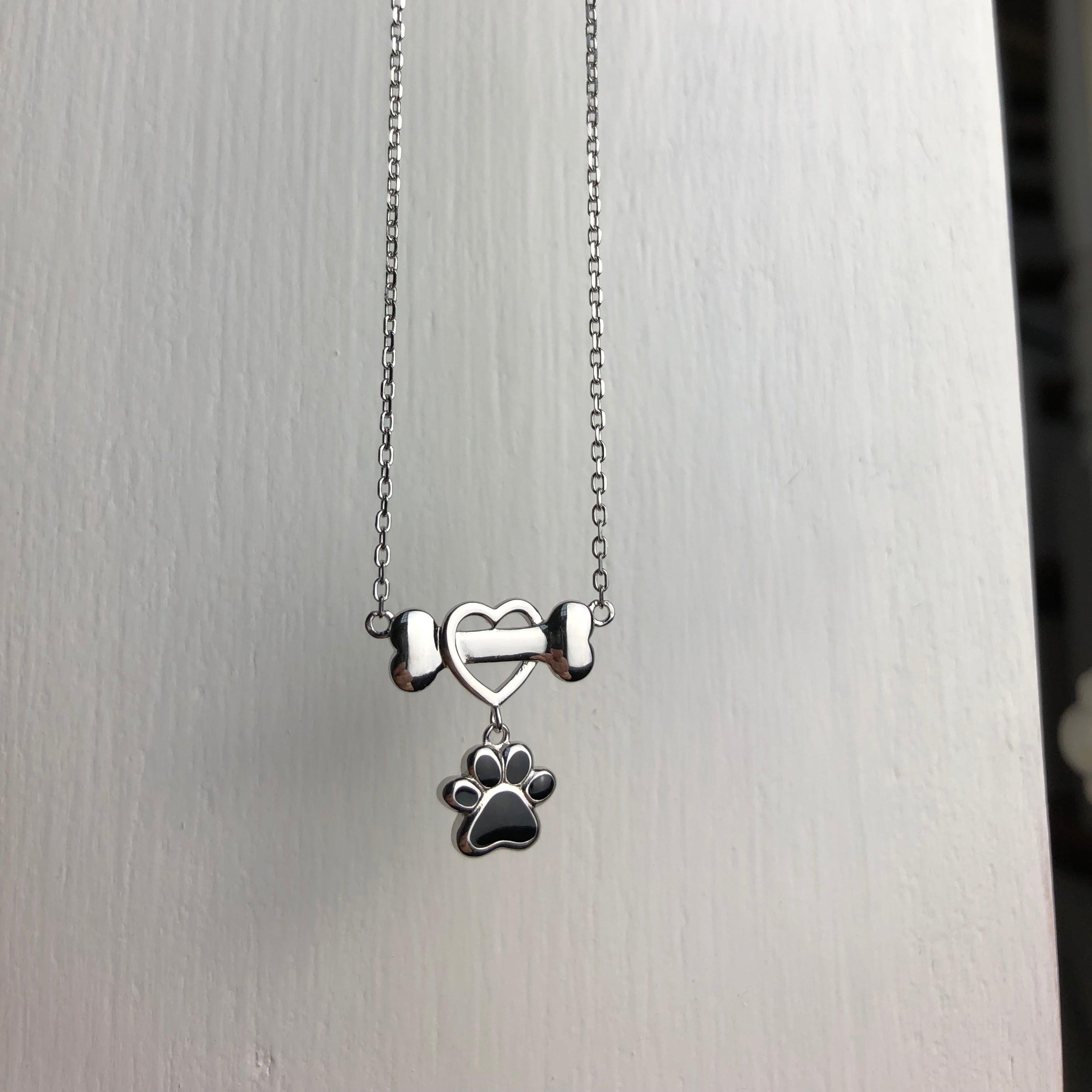 Dainty Dog Paw Necklace in Stainless Steel