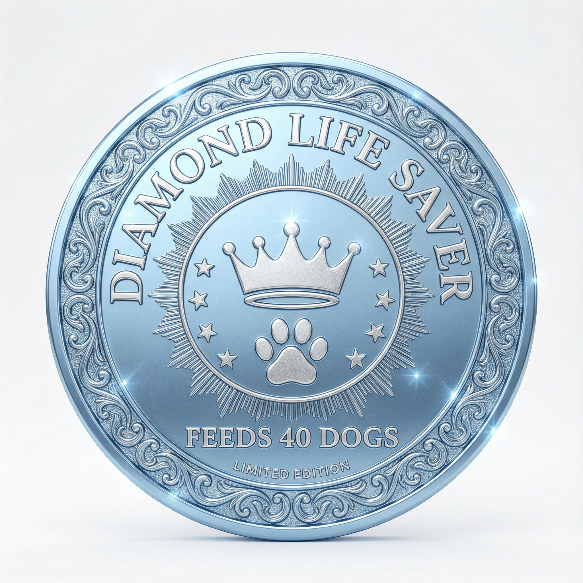 DIAMOND LIFE SAVER BADGE - FEEDS 80 DOGS