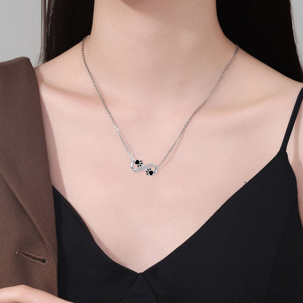 Infinity Paw Print Necklace with Zirconia VIP