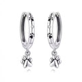 925 Sterling Silver Double Layer Pet Paw Print Drop Earrings