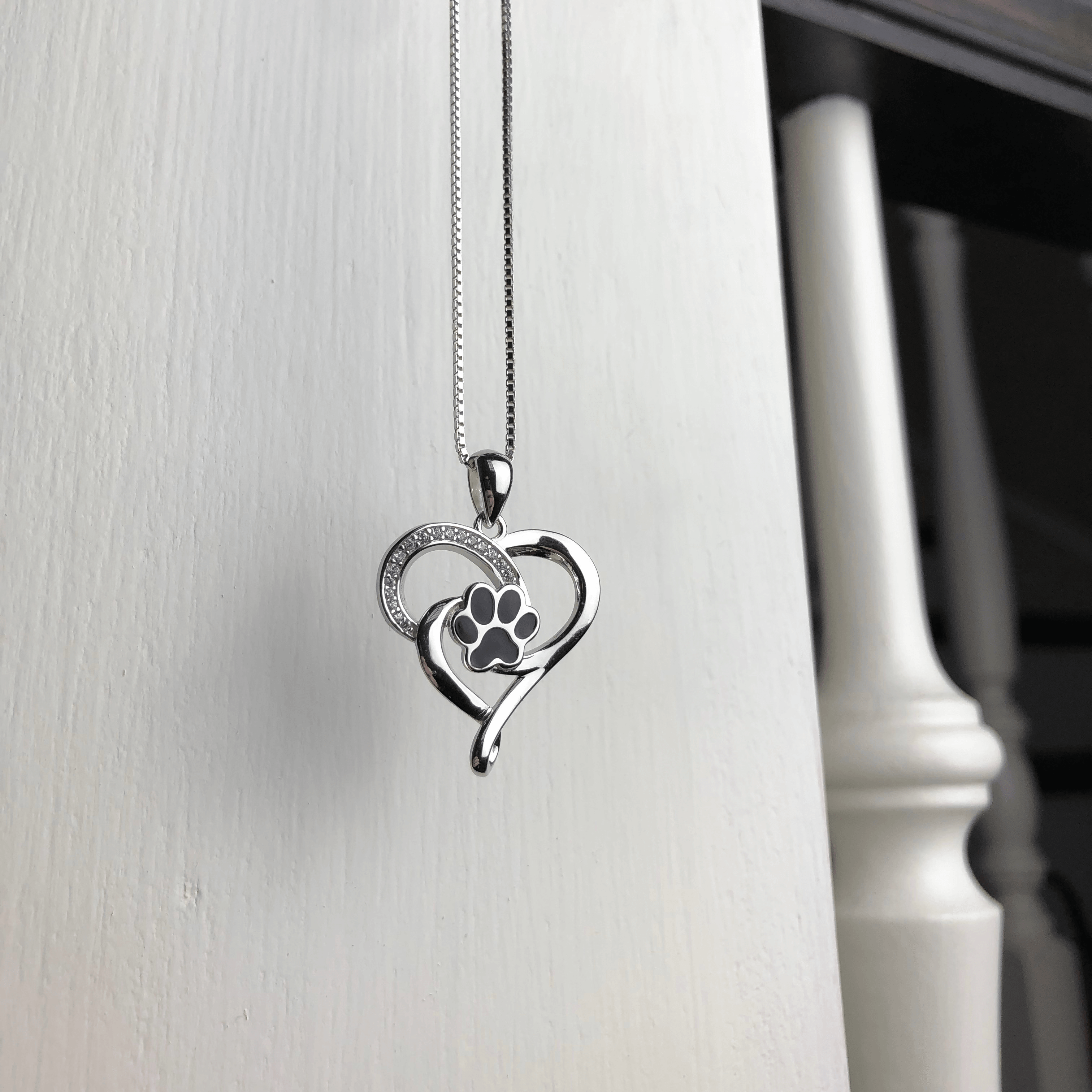 Stainless Steel Infinity Necklace with Heart & Paw
