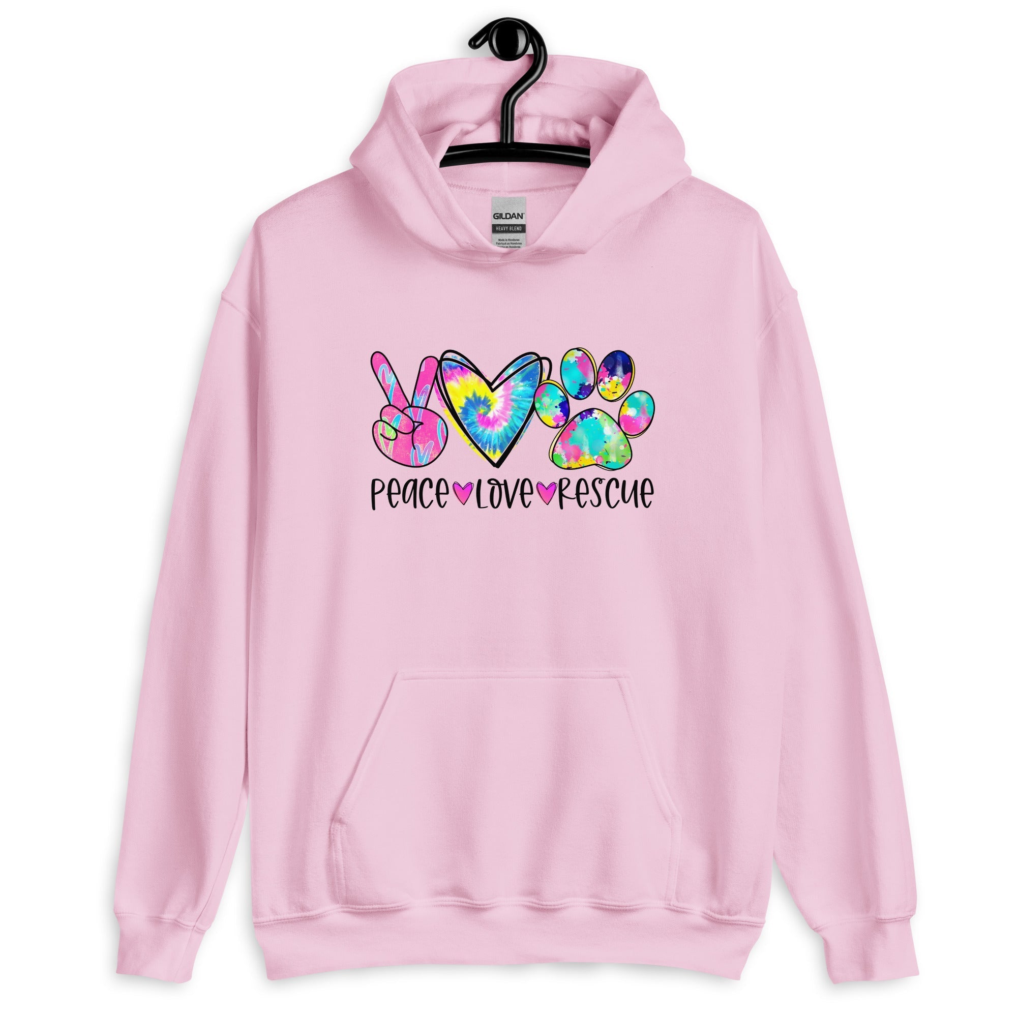 Peace Love Rescue Tie Dye Hoodie