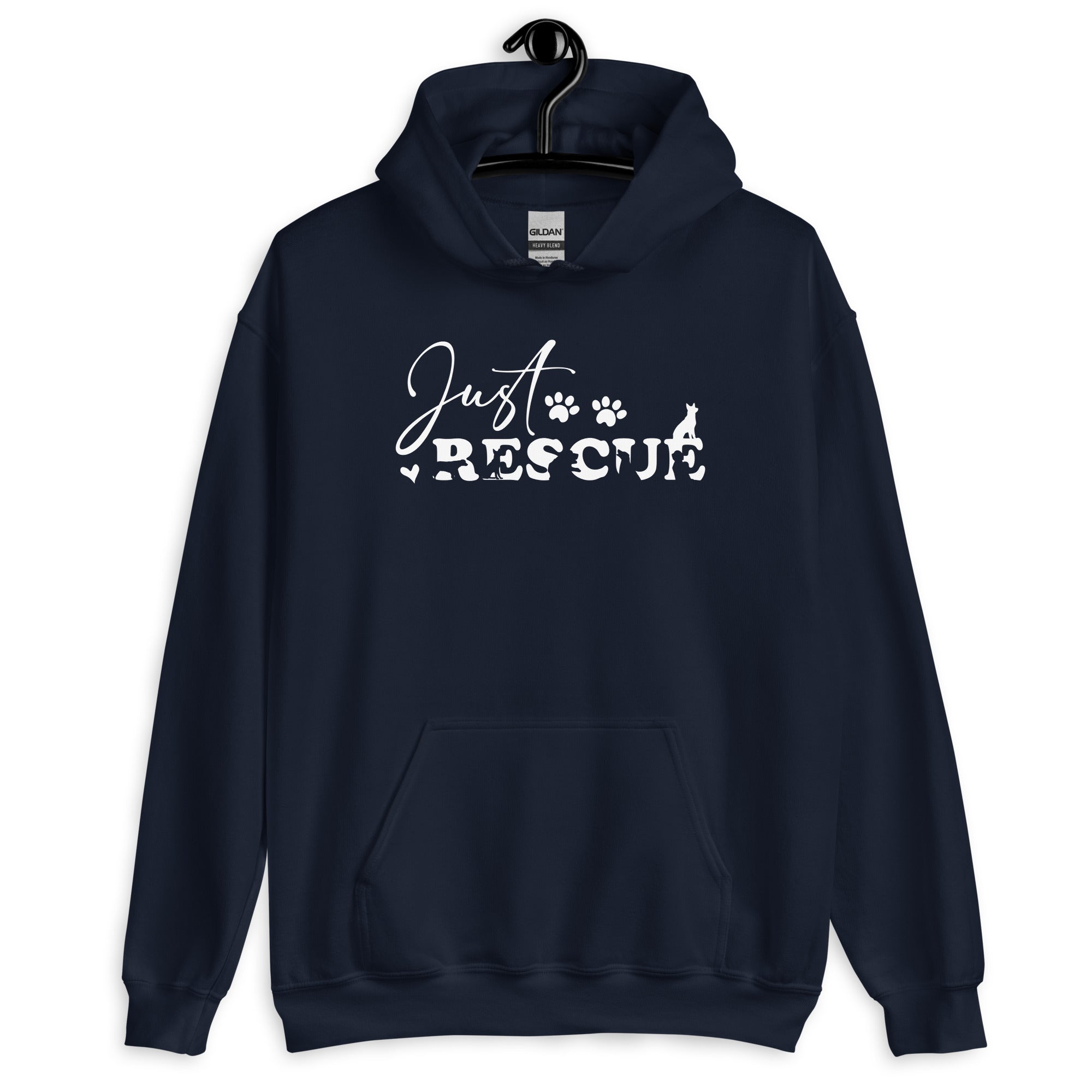 Just Rescue Hoodie - Rescue Dog Lover Pullover for Shelter Advocates